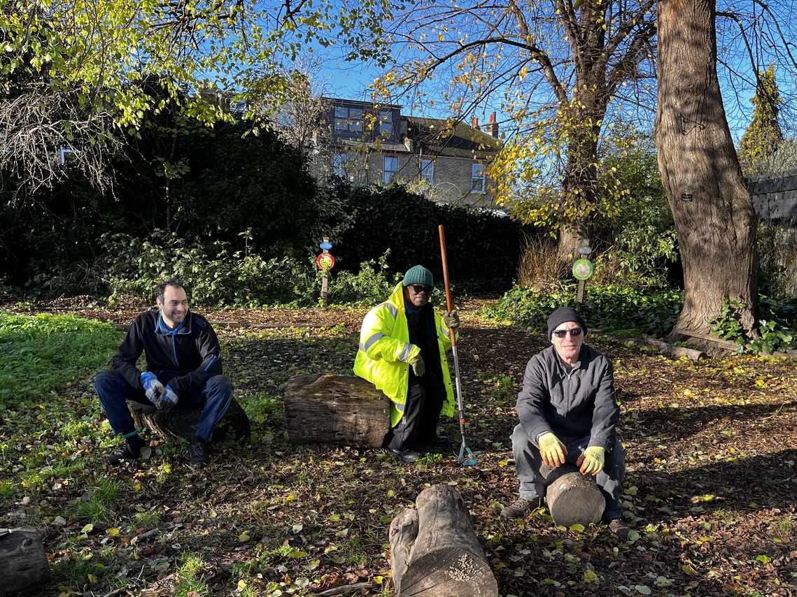 a rare photo of the volunteers having a rest